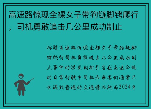 高速路惊现全裸女子带狗链脚铐爬行，司机勇敢追击几公里成功制止
